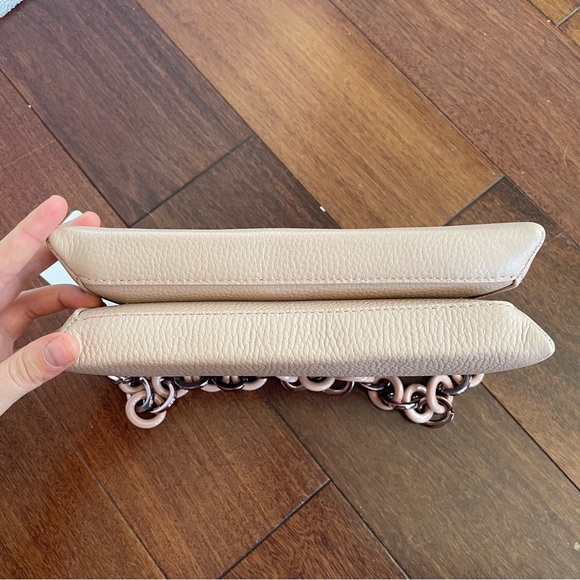 NWT Ted Baker Alani Snake Embossed Leather Shoulder Bag Taupe Pink Chain Cross - Picture 14 of 15